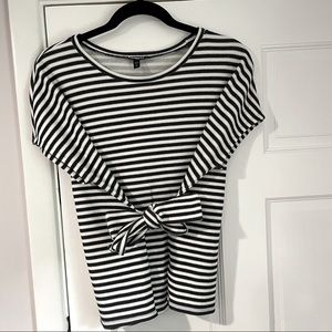 Express Short Sleeve Tie Front Knit Blouse